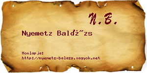 Nyemetz Balázs névjegykártya